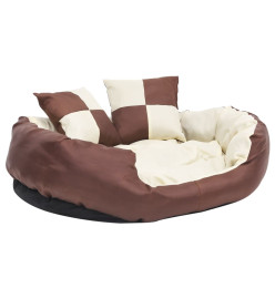 Coussin réversible lavable de chien Marron et crème 85x70x20 cm