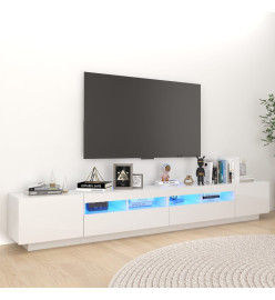 Meuble TV avec lumières LED Blanc brillant 260x35x40 cm