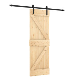 Porte coulissante et kit de quincaillerie 70x210 cm pin massif