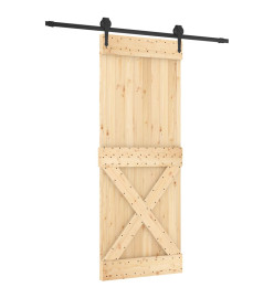 Porte coulissante et kit de quincaillerie 80x210 cm pin massif