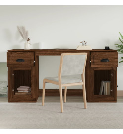 Bureau avec armoire chêne marron bois d'ingénierie