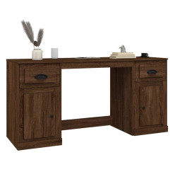 Bureau avec armoire chêne marron bois d'ingénierie