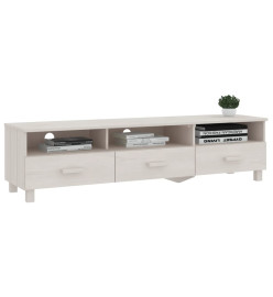 Meuble TV HAMAR Blanc 158x40x40 cm Bois massif de pin