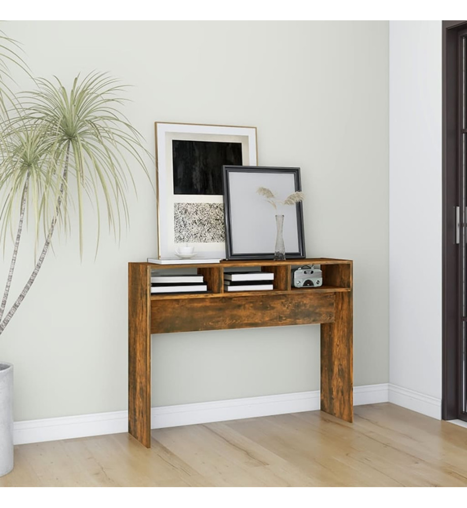 Table console Chêne fumé 105x30x80 cm Bois d'ingénierie