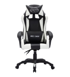 Fauteuil de jeux vidéo avec LED RVB Blanc et noir Similicuir