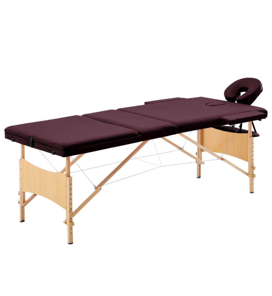 Table de massage pliable 3 zones Violet vin