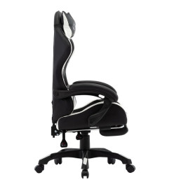 Fauteuil de jeux vidéo et repose-pied Blanc et noir Similicuir