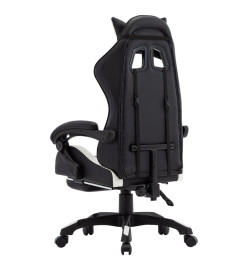 Fauteuil de jeux vidéo et repose-pied Blanc et noir Similicuir