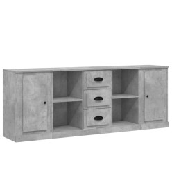 Buffets 3 pcs gris béton bois d'ingénierie