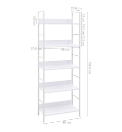 Bibliothèque à 5 niveaux Blanc 60x27,6x158,5 cm Aggloméré