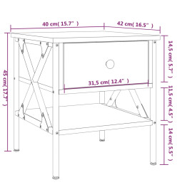 Table de chevet noir 40x42x45 cm bois d’ingénierie