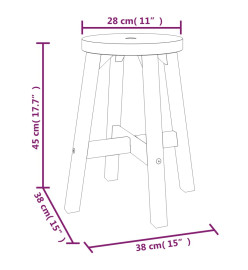 Tabouret Marron 38x38x45 cm Bois d'acacia solide
