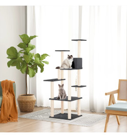 Arbre à chat avec griffoirs en sisal Gris foncé 153 cm