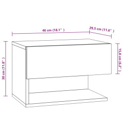 Table de chevet murale Chêne fumé