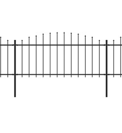Clôture de jardin à dessus en lance Acier (0,5-0,75)x11,9m Noir