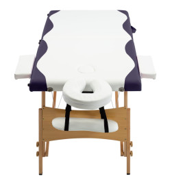 Table de massage pliable 2 zones Bois Blanc et violet