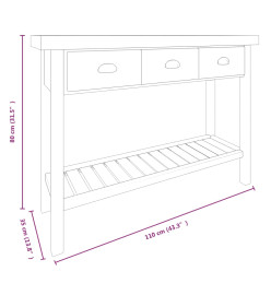 Table console 110x35x80 cm Bois de sapin massif