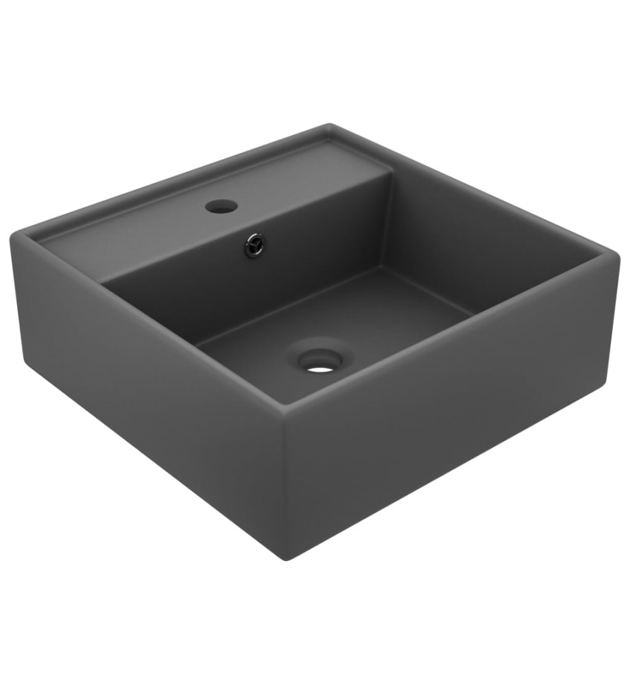 Lavabo carré à trop-plein Gris foncé mat 41x41 cm Céramique