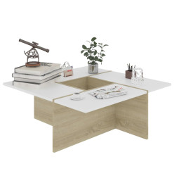 Table basse Blanc et chêne sonoma 79,5x79,5x30 cm Aggloméré