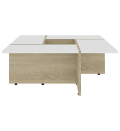 Table basse Blanc et chêne sonoma 79,5x79,5x30 cm Aggloméré