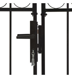 Portillon double porte avec dessus arqué Acier 300x125 cm Noir