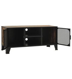 Meuble TV Marron rustique 105x36x47 cm Métal et MDF