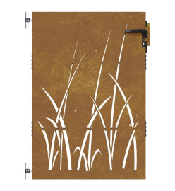 Portail de jardin 85x125 cm acier corten conception d'herbe