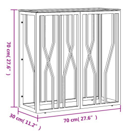 Table console 70x30x70 cm acier inoxydable et verre