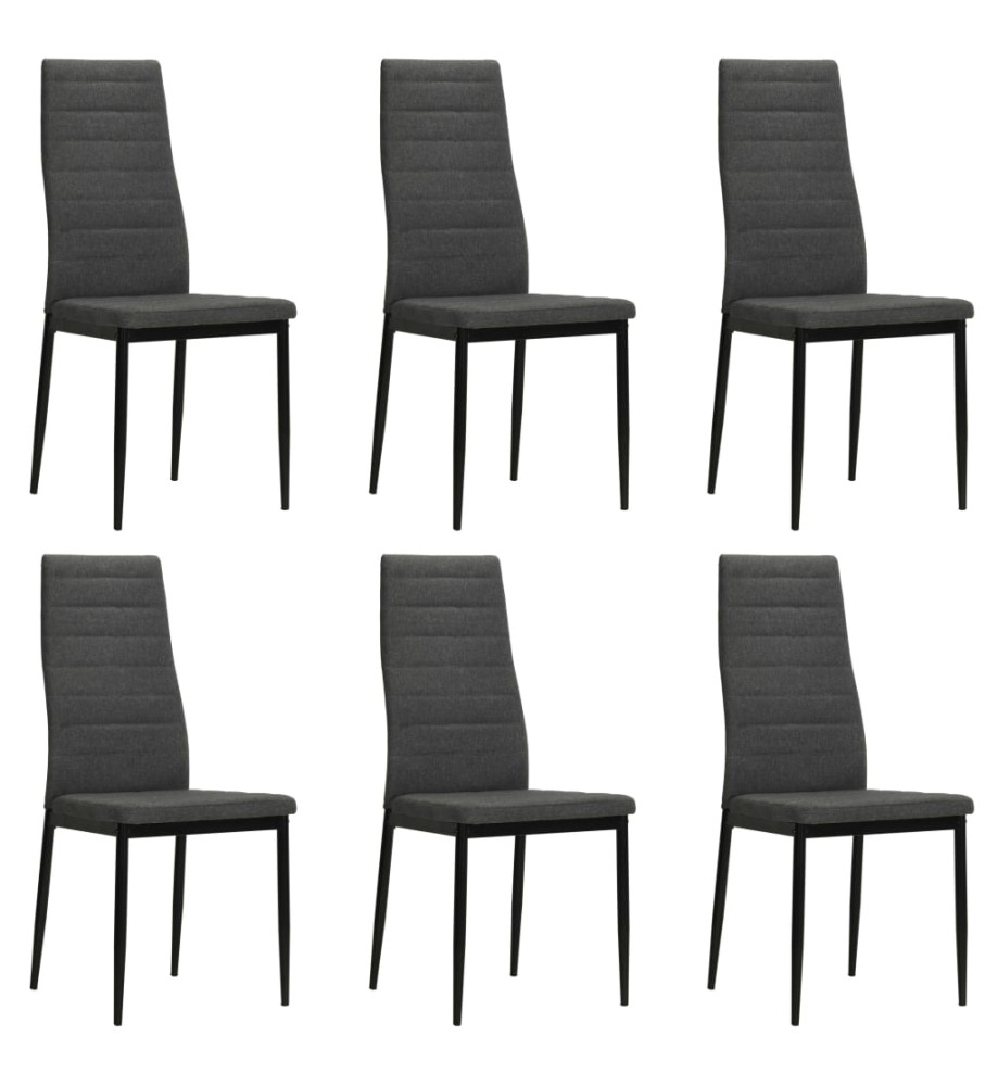 Chaises à manger lot de 6 gris foncé tissu