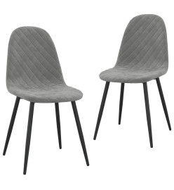 Chaises à manger lot de 2 Gris clair Velours