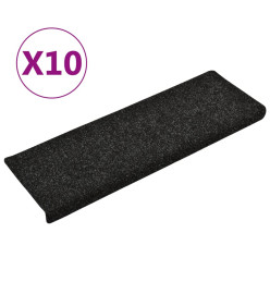 Tapis de marches d'escalier 10 pcs Noir 65x21x4 cm Aiguilleté