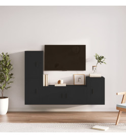 Ensemble de meubles TV 4 pcs Noir Bois d'ingénierie