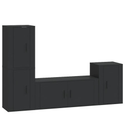 Ensemble de meubles TV 4 pcs Noir Bois d'ingénierie