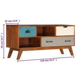 Meuble TV avec 3 tiroirs 110x35x50 cm Bois d'acacia solide