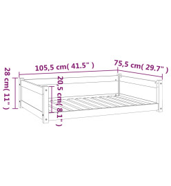 Lit pour chien Gris 105,5x75,5x28 cm Bois de pin solide