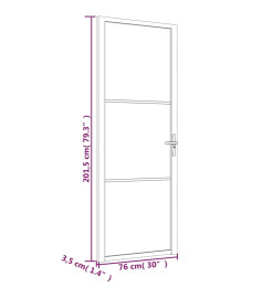 Porte intérieure 76x201,5 cm Blanc Verre mat et aluminium