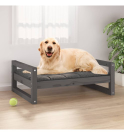 Lit pour chien Gris 75,5x55,5x28 cm Bois de pin solide