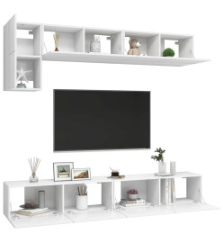 Ensemble de meuble TV 5 pcs Blanc Aggloméré