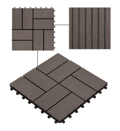 Carreaux de terrasse 22 pcs 30 x 30 cm 2 m² WPC Marron foncé