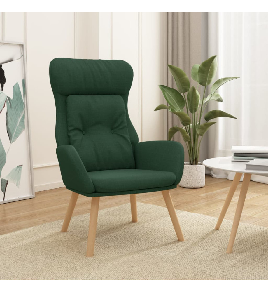 Chaise de relaxation Vert foncé Tissu