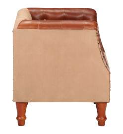 Fauteuil Marron Cuir véritable et bois de manguier massif