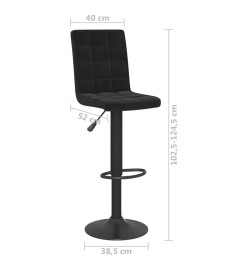 Tabourets de bar lot de 2 noir velours