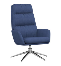 Chaise de relaxation avec tabouret Bleu Tissu