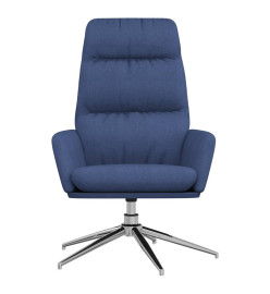 Chaise de relaxation avec tabouret Bleu Tissu