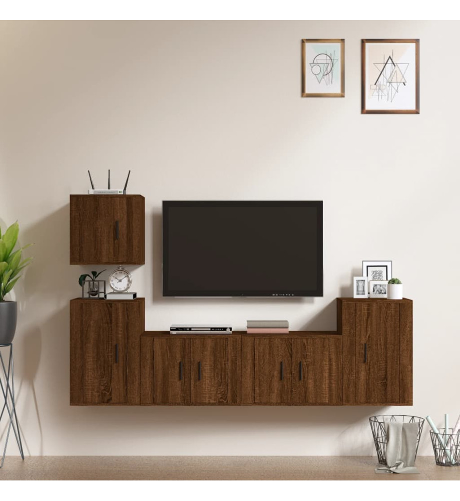 Ensemble de meubles TV 5 pcs Chêne marron Bois d'ingénierie