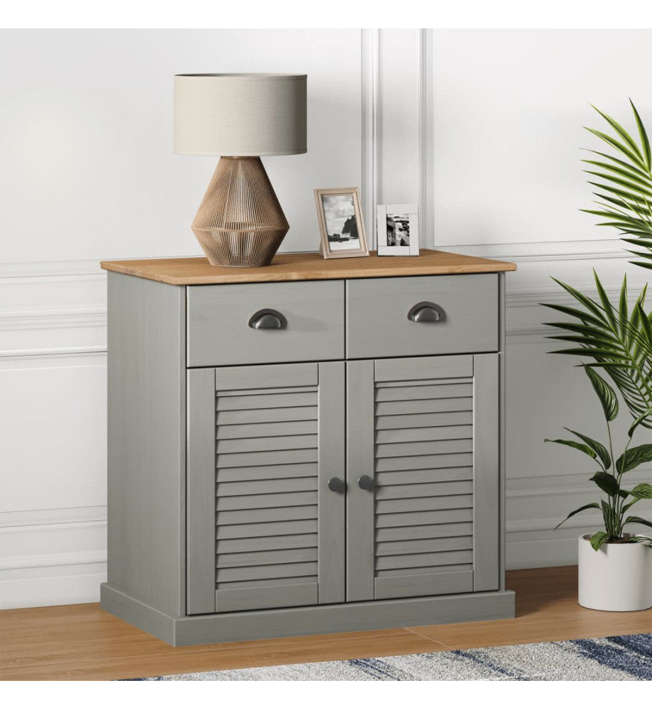 Buffet avec tiroirs VIGO 78x40x75 cm gris bois massif de pin