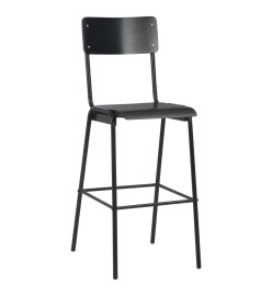 Chaises de bar lot de 6 noir contreplaqué solide et acier