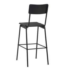 Chaises de bar lot de 6 noir contreplaqué solide et acier