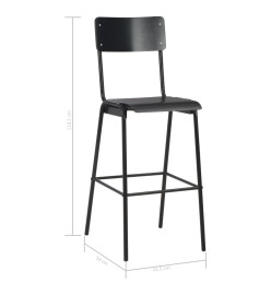 Chaises de bar lot de 6 noir contreplaqué solide et acier