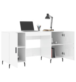 Bureau Blanc brillant 140x50x75 cm Bois d'ingénierie